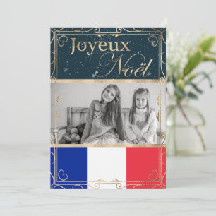 Custom Foto Joyeux Noël Französisch Flag Weihnacht Feiertagskarte