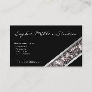 Custom Foto Logo Black Silver Glitzer Consultant Visitenkarte