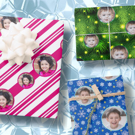 Custom Foto Logo Candy Cane Snowflake Weihnachten Geschenkpapier Set