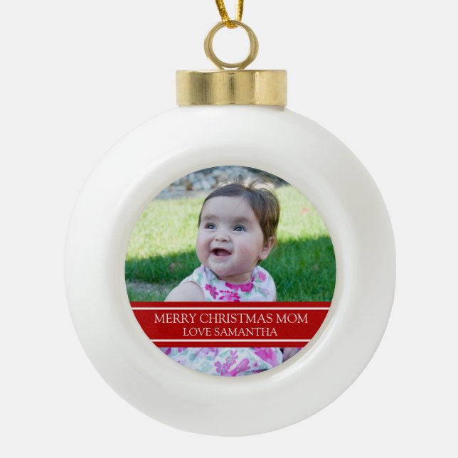Custom Foto Mama Weihnachtsschmuck Keramik Kugel-Ornament (Vorderseite)