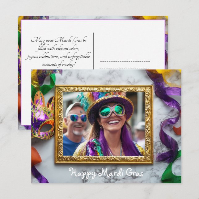 Custom Foto Mardi Gras Bourbon Street Bonanza Postkarte (Vorne/Hinten)