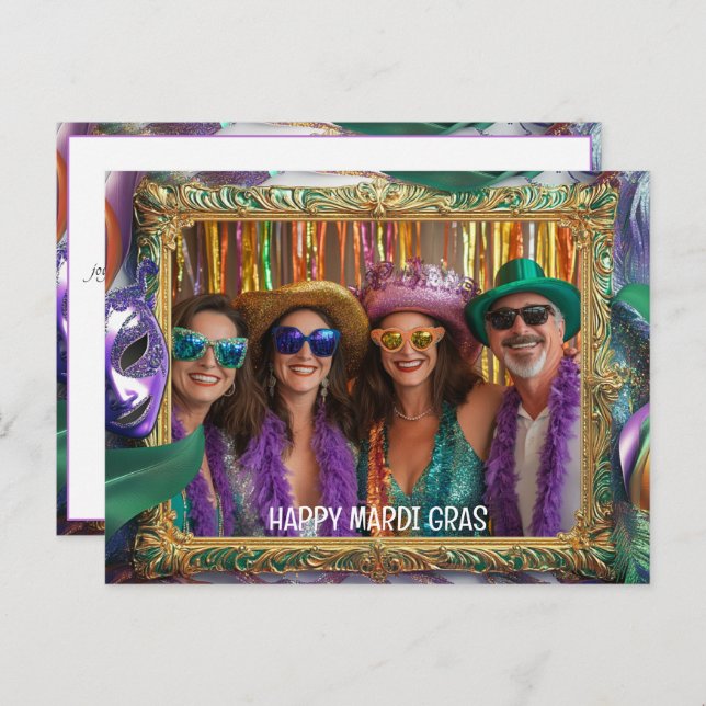Custom Foto Mardi Gras Magie Postkarte (Vorne/Hinten)