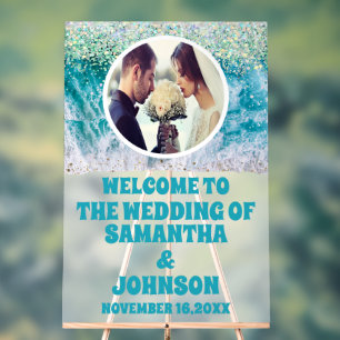 Custom Foto Mattiert Beach Wedding Willkommen Acrylschild