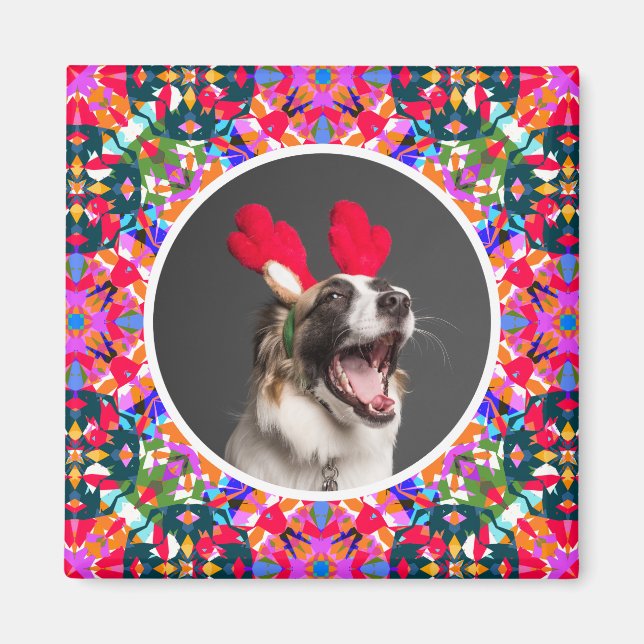 Custom Foto Maximalist Weihnachten Moderne Farben Magnet (Vorne)