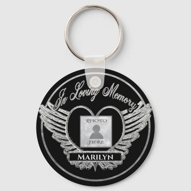 Custom Foto Memorial Heart Silver Schlüsselanhänger (Vorderseite)