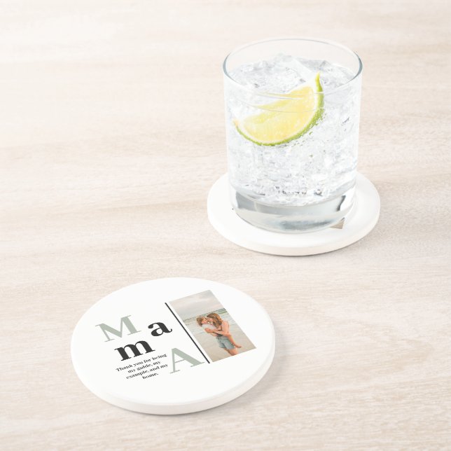 Custom Foto & Message Sandstone Untersetzer für Ma (Seite)