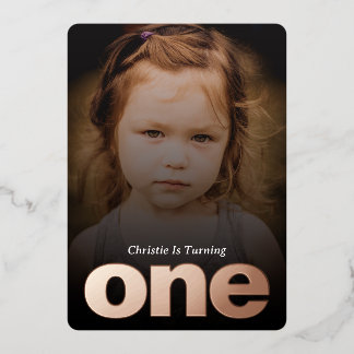 Custom Foto Minimalistisch 1. Geburtstagsfoil Invi Folieneinladung