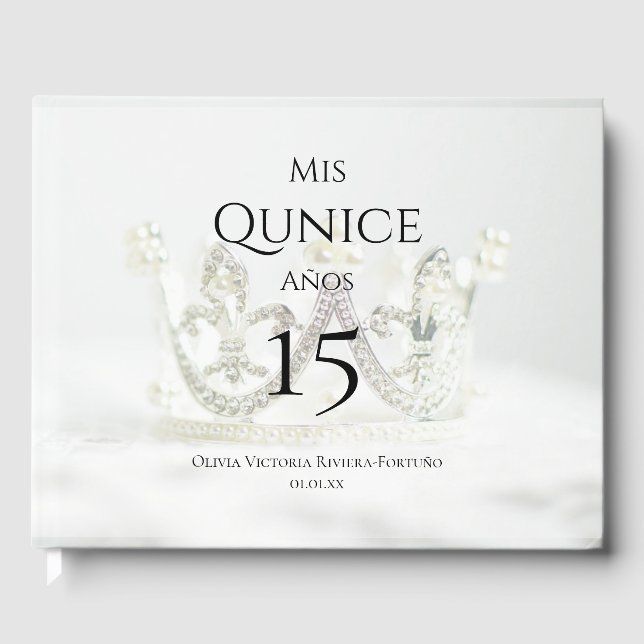 Custom Foto Mis Quince Anos Quinceanera Geburtstag Gästebuch (Vorderseite)