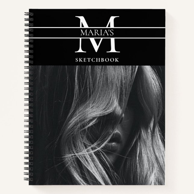 Custom Foto Mit Monogramm Artist Sketchbook Notizbuch (Vorderseite)