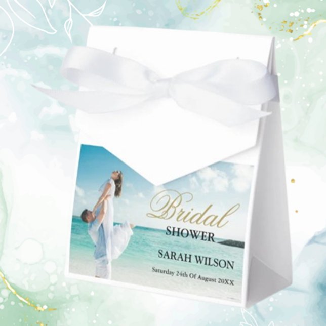 Custom Foto Modern Beach Hochzeit Geschenkschachtel (Create lasting memories with custom photo modern beach wedding favor boxes—personalized keepsakes )
