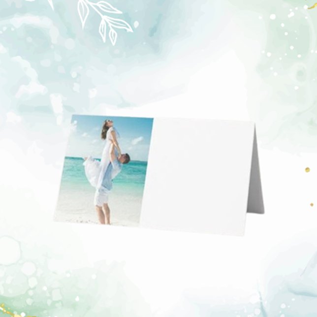 Custom Foto Modern Beach Hochzeit Platzkarte (Personalize your beach wedding with custom photo modern place cards.  )