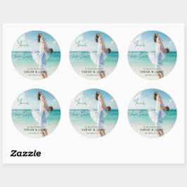 Custom Foto Modern Beach Hochzeit Runder Aufkleber