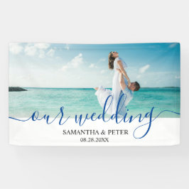 Custom Foto Modern Beach Wedding Gästebuch Banner