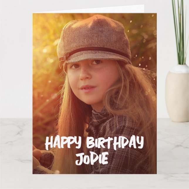 CUSTOM FOTO MODERNES SKRIPT GEBURTSTAGSKARTE KARTE (Vorderseite)