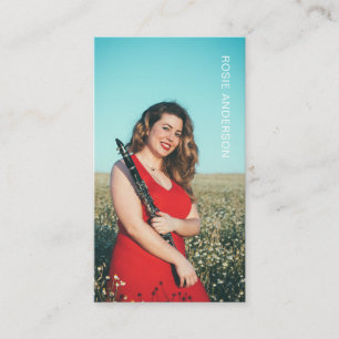 Custom Foto Musiker QR Code Navy Blue Visitenkarte