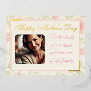 Custom Foto Mutter Tag Wasserfarbe Blumen & Gold Folien Feiertagspostkarte