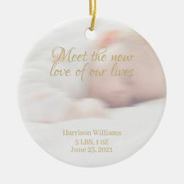 Custom Foto Name Baby Birth Ankündigung Keramik Ornament