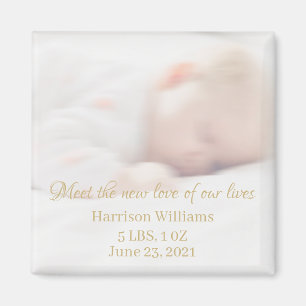 Custom Foto Name Baby Birth Ankündigung Magnet