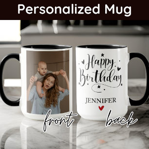 Custom Foto & Name Happy Geburtstag Tasse für sie