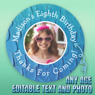 Custom Foto Name Mermaid Thema Geburtstag Vielen D Runder Aufkleber