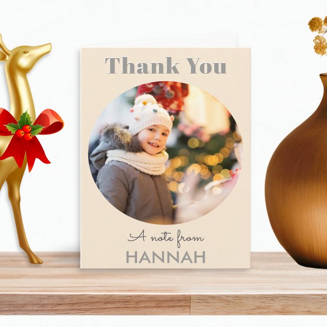 Custom Foto Name Simple Christmas Danke (An elegant Thank You card for appreciation of a Christmas gift, with personalised photo and name)