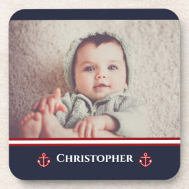 Custom Foto Nausea Navy Blue Red White Getränkeuntersetzer
