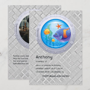 Custom Foto Nautic Porthole Geburtstag Einladung
