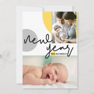 Custom Foto New Year New Beginns Yellow Baby Ankündigung