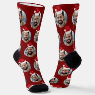 Custom Foto Niedlich Red Christmas Socken