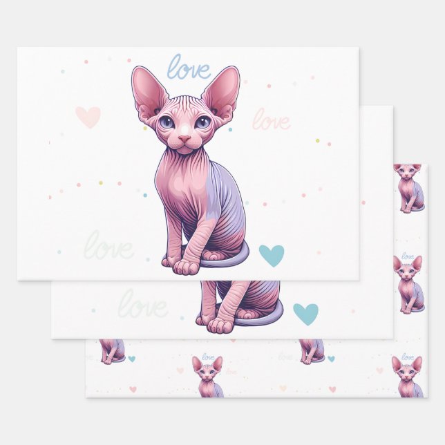 Custom Foto Niedlich Sphynx Kitty Cat Personalisie Geschenkpapier Set (Set)