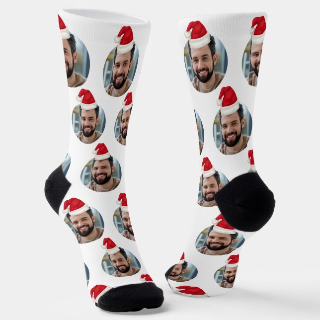 Custom Foto Niedlich White Christmas Socken (Gewinkelt)