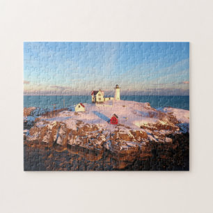 Custom Foto Ocean Sunset Nubble Lighthouse Puzzle