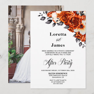 Custom Foto Orange Rose Floral Hochzeitsempfang Einladung