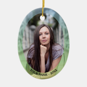 Custom Foto Oval Pastel Rahmen Weihnachtsdekoratio Keramikornament