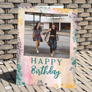 Custom Foto Paint Spritzer Happy Birthday Karte