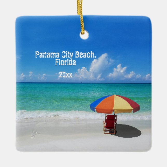 Custom Foto Panama City Beach Umbrells Keramikornament (Vorderseite)