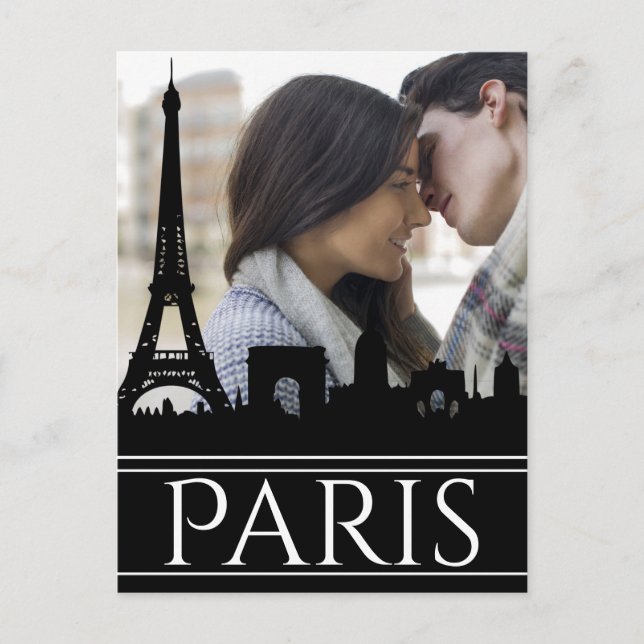 Custom Foto Paris Skyline mit Eiffelturm Postkarte (Vorderseite)