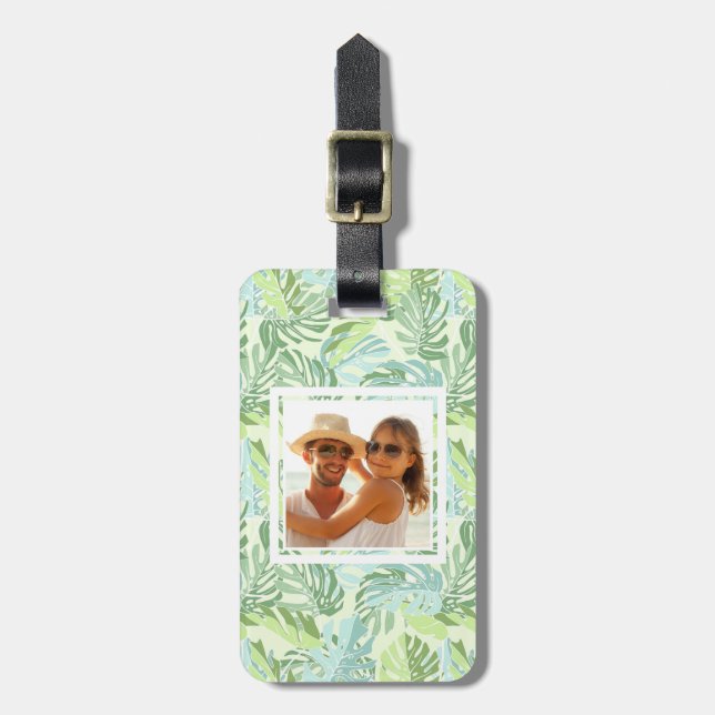 Custom Foto Pastel Tropical Palm Blätter Gepäckanhänger (Vorderseite vertikal)