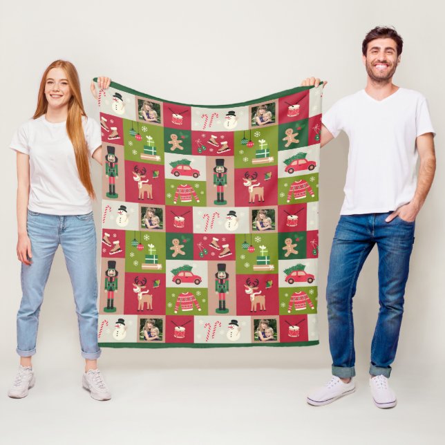 Custom Foto Patchwork Traditionelles Weihnachtsfes Fleecedecke (Beispiel)