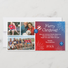 Custom Foto Patriotic Christmas Cards Feiertagskarte