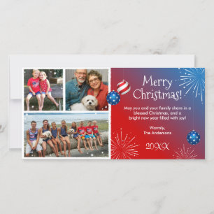 Custom Foto Patriotic Christmas Cards Feiertagskarte