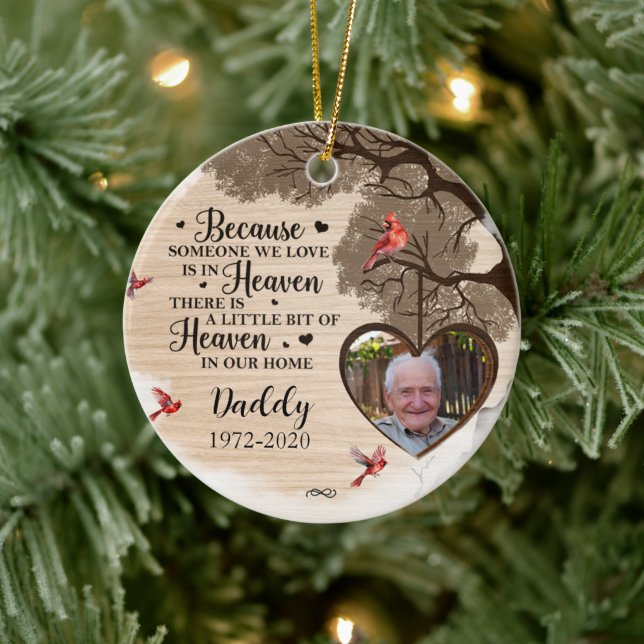 Custom Foto Personalisiert Memorial Death MOrnamen Keramik Ornament (Baum)