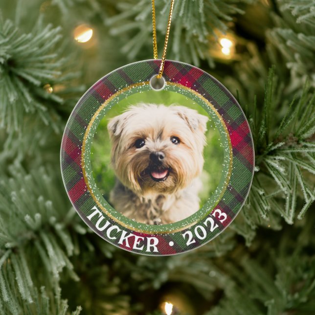Custom Foto Pet Name Jahr Weihnachtsschmuck (Baum)