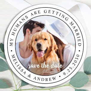 Custom Foto Pet Wedding Dog Foto Save the Date Runder Aufkleber