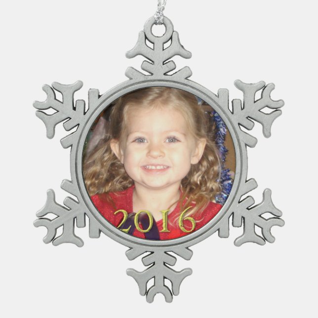Custom Foto Pewter Weihnachtsschmuck Schneeflocken Zinn-Ornament (Vorderseite)