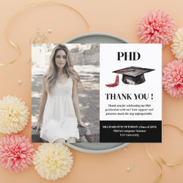 Custom Foto PHD Graduation Party Vielen Dank Postkarte