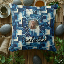 Custom Foto Pillow mit Rahmen und Abstrakt Blue