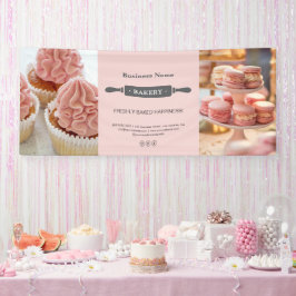 Custom Foto Pink Bakery Rolling Button Business Banner