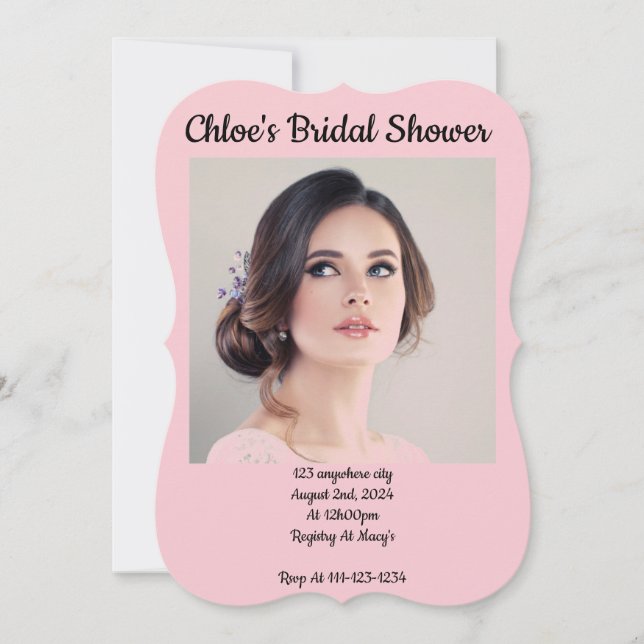CUSTOM FOTO PINK BRIDAL SHOWER EINLADUNG (Vorderseite)