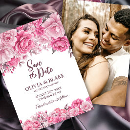 Custom Foto Pink Floral Wedding Save The Date
